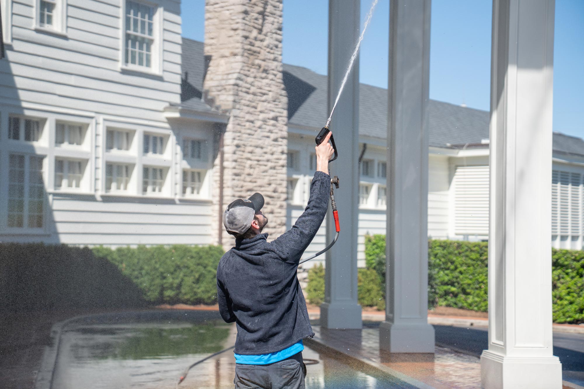 Power washing in progress